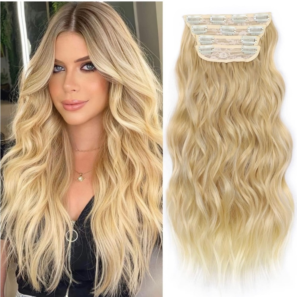 20 inch 4 pieces 11 clips blonde hair extension clip inch